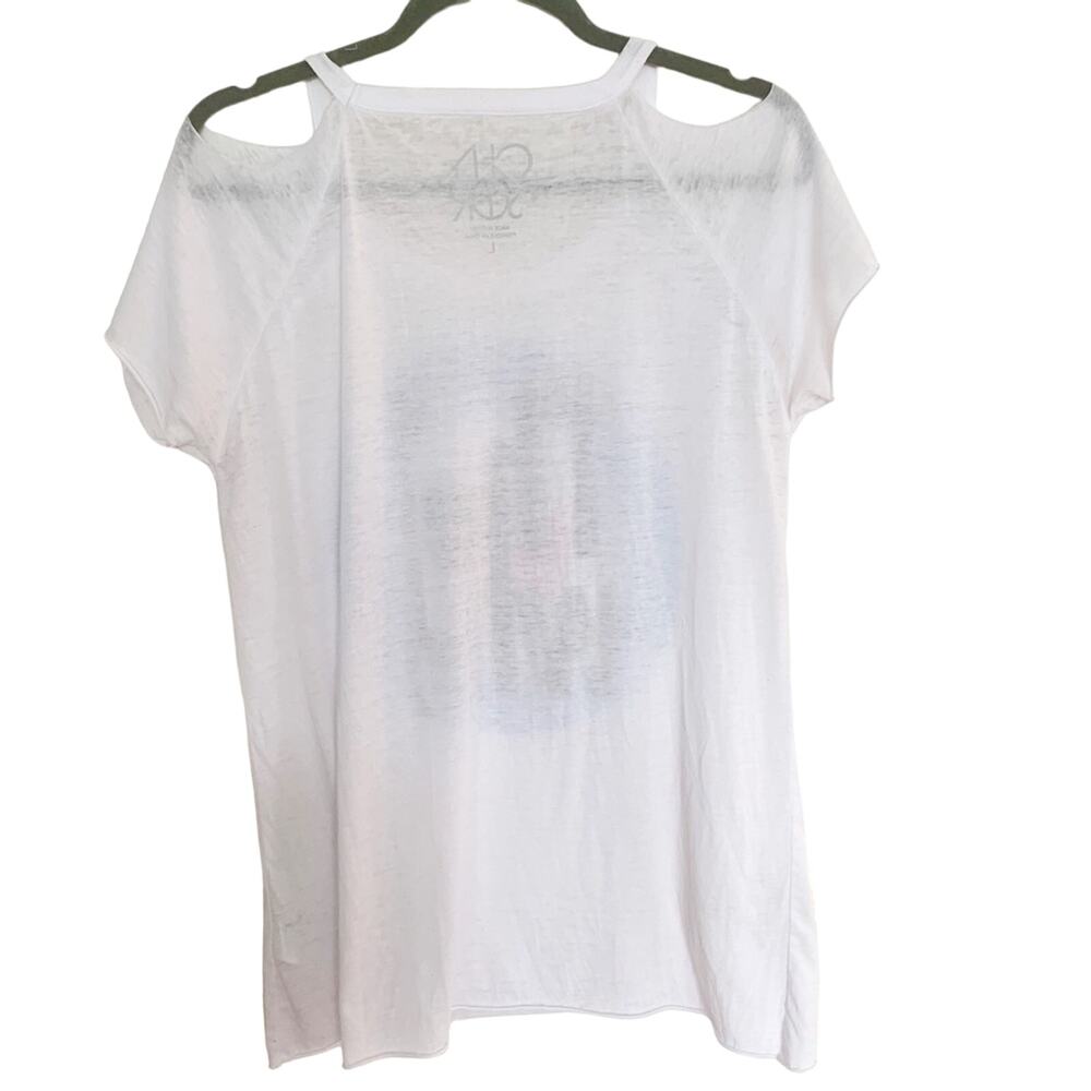 Chaser The Who White Open Cold Shoulder Tee Large Indie Sleaze - Picture 6 of 6